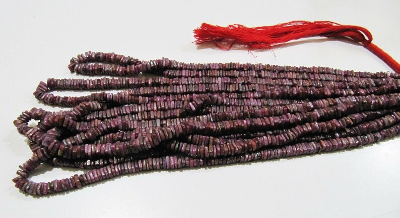 ON SALE Natural Ruby Heishi Cut Square Shape Beads 5mm Gemstone Beads Strand 8 inch Long Wholesale Prices