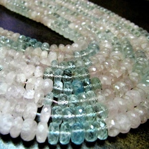 Natural Multi Color Aquamarine Rondelle Faceted 7 mm Gemstone Morganite Beads Strand 7 inch long High Quality Wholesale Prices jewelry beads