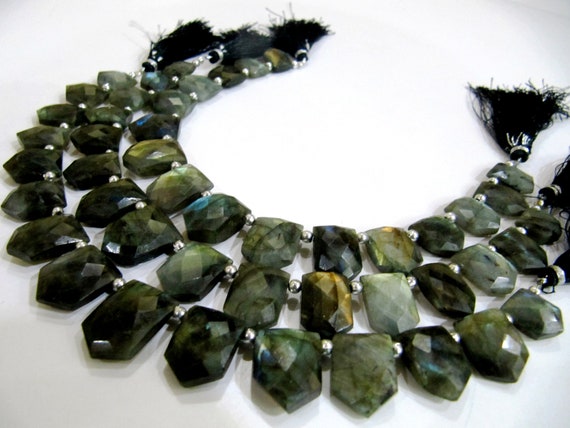 Natural Labradorite Bullet shape Briolette Beads Fancy knife shape 10x16mm Beads Strand 9 inches long.