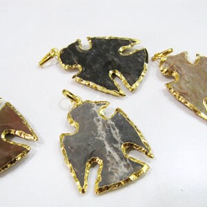 Natural Jasper Eagle Shape Gold Electroplated Double Loop Arrowhead Connector Charms Pendant Size approx.2 to 2.5 Long