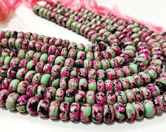 Fordite Agate Multi Color Gemstone Rondelle Plain Smooth Beads Sold per Strand 8 inches Long Necklace and bracelet Making Beads choose size