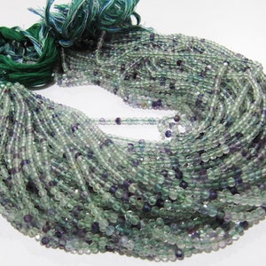 Natural Fluorite Multi Color Beads Fluorite Rondelle Shape Faceted 3mm Beads Green Beads, Purple Beads Strand 13 Inch Long image 1