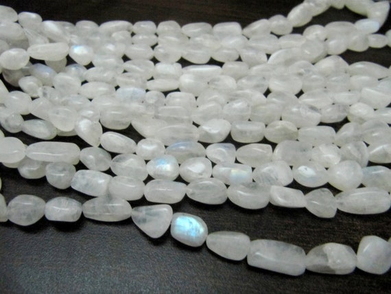 Natural Rainbow Moonstone Plain Smooth Tumbled Nugget Shape 10mm to 15mm Size Blue Flashy Beads Strand 16 inches long Gemstone Beads
