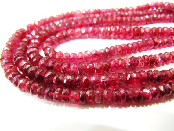 Natural Ruby Red spinal  Rondelle Faceted top Quality 3.5 to 4.5mm Beads Sold Per strand 8 inches Long Rare Untreated Precious Gems