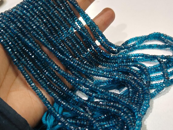 Natural Topaz 3 to 5mm Beads Rondelle Faceted London Blue Topaz color Sold per Strand 13 Inches long Best quality gemstones Choose Size