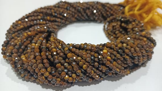 Natural Tiger Eye Rondelle Faceted Beads 3mm Brown Color Beads Sold per Strand 13 Inches long Top Quality Jewelry making Beads