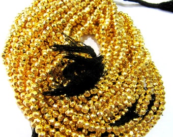 Natural Golden Pyrite Rondelle Faceted Beads 3-4mm Top Quality Gemstone Beads Strand 13 inch Long Jewelry making beads