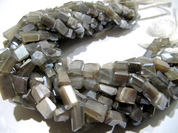 Natural Grey Moonstone Nugget Shape tumbled 6x10mm to10x14mm Silver AB Mystic Coated Beads Strand 8 inch long High Quality Wholesale Prices