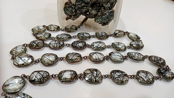 Black Rutilated Quartz Briolette Free Shape 12 to 15mm Bezel Connector Chain Sold Per Foot Best Quality Chain
