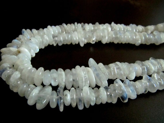 Natural White Moonstone Nugget Shape Flat Tumbled Plain Smooth 10mm To 15mm Beads, Jewelry Making Beads Strand 8 Inches Long Sold Per Strand
