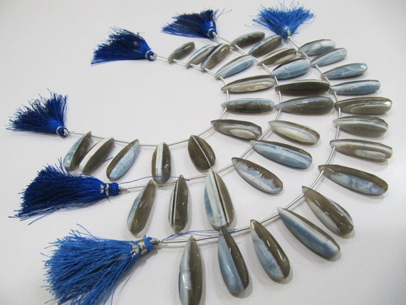 Natural Bio Opal Faceted Cut Pear Shape Briolette Drops, Flat Drops Beads, Beads Size Approx 10x22 To 11x25mm Strand 8 Inch long