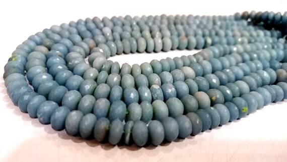 Natural Angelite Rondelle Faceted 8mm Gemstone Beads Sold Per Strand 8 Inches Long Great Quality Beads