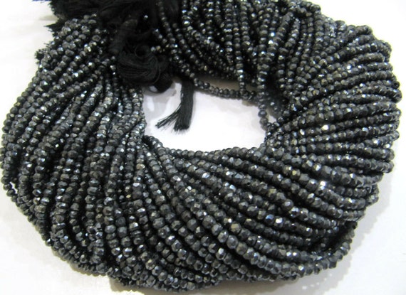 Natural Black Spinal Mystic AB Sliver Coated Rondelle Faceted Size 3-4 mm Jewerly Making Beads Strand Size 13 Inches Long Wholesale Prices