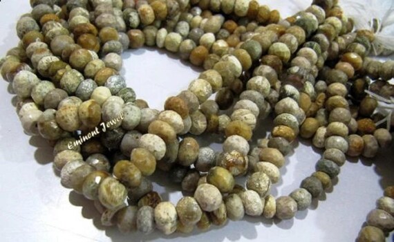 Natural Earth Mined Fossil Coral Beads 7 mm Rondelle Faceted Gemstone Beads  Sold per String 12.5 inches Rare Gemstones Wholesale Prices