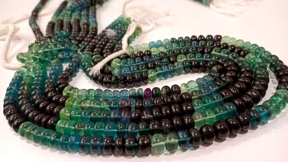 Natural Multi Fluorite Gemstone Rondelle  Plain Smooth 8 mm Beads Sold Per Strand 8 Inches Long Great Quality Beads