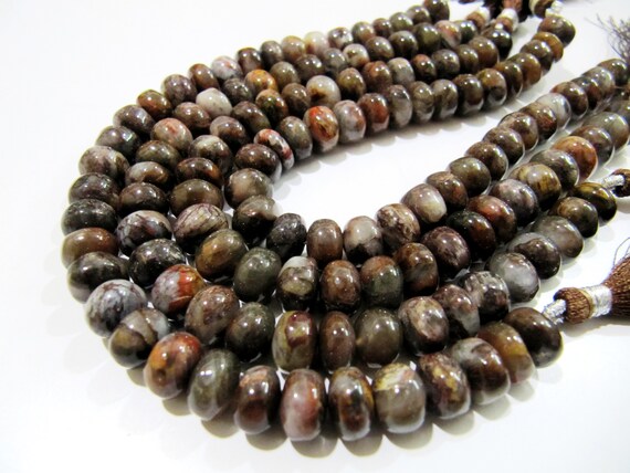 Genuine Chocolate Moonstone Agate Beads / Brown Grey Natural Beads / Smooth Rondelle Beads 8 to 12mm Size Strand 8inch long