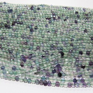 Natural Fluorite Multi Color Beads Fluorite Rondelle Shape Faceted 3mm Beads Green Beads, Purple Beads Strand 13 Inch Long image 5