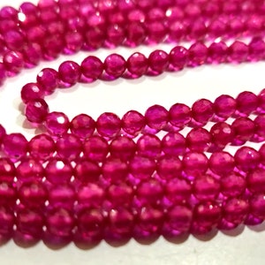 Fine Quality Fancy Ruby 3mm Round Micro Faceted Beads Sold per Strand 13 Inches Long