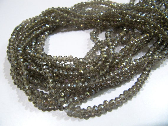 AB Coated Labradorite Hydro Quartz Rondelle Faceted Size 3mm Beads Strand 14 inches long approx. 150 Beads per String Wholesale prices