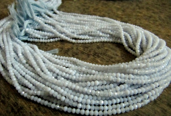 Natural Blue Lace Agate 2.5mm Rondelle Micro faceted Gemstone Beads Strand 13 Inches Long Best Quality Beads Sold Per Strand