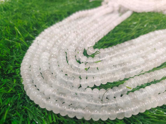 Natural White Ice Quartz Rondelle Plain Smooth 8mm Beads Sold Per Strand 8 inches Long Great Quality Beads