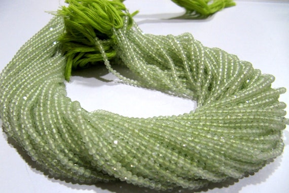 Natural Prehnite 2.5mm Rondelle Micro faceted Gemstone Beads Strand 13 Inches Long Best Quality Beads Sold Per Strand