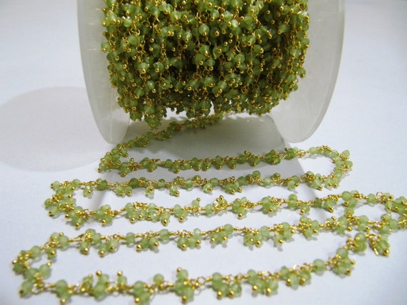 Genuine Peridot Rondelle Faceted 3mm beaded Wire Wrapped Cluster Dangling Chain Jewelry Making gemstone chain Wholesale Prices