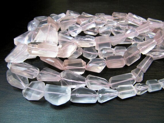 AAA Quality Natural Rose Quartz Nugget beads, Laser Cut Tumbled Beads Size 8x10mm to 16x22mm-Graduted Strand 8 inches Long