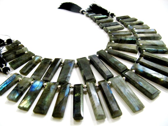 Natural Labradorite Baguette Rectangle 20-30mm Beads Cushion shape Briolette Beads Strand 9 inches long