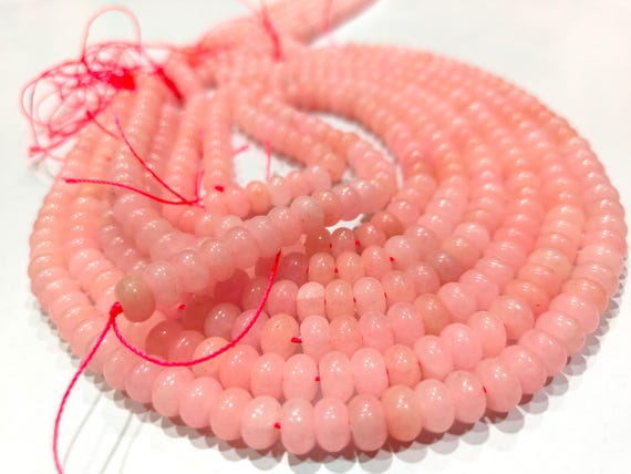 Natural Pink Chalcedony Rondelle Plain Smooth 8mm Gemstone Beads Sold Per strand 8 Inches Long Great Quality Beads