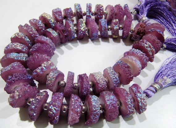 Beautiful Purple Solar Quartz Disc Beads Earth Magic Stones 15 to20mm Strand 8inches 30 to35 Beads Rich Mystic Purple Designer Jewelry beads