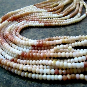 Natural Pink Opal Rondelle faceted Shaded Color 4mm Gemstone Beads Strands 13 inches Long Pink Opal Machine Cut Beads Sold Per Strand