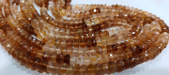 AAA Quality Natural Untreated Imperial Topaz Beads  Size 6-7mm Rondelle Faceted Beads  Strand 10 inches long Rare Gemstone Beads