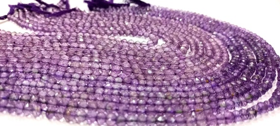Natural Pink  Amethyst Round Faceted Beads 4mm best Quality Beads Strand 8 inches Long