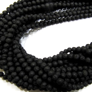 Natural Lava Round Black Volcanic Rock Round Shape Beads 6mm Beads Strand 15 Inches Long Jewelry Making Beads Sold Per Strand