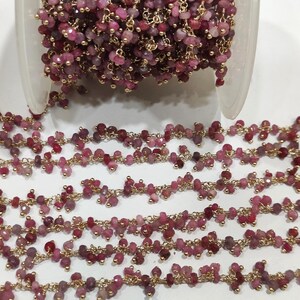 Natürliche Rubin Draht Gewickelt Cluster 3 mm Rondelle Facettierte Kette Verkauft pro Fuß