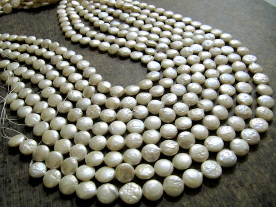Natural Pearl Coin Shape 11-12mm Size Beads Strand 16 inches Long Jewelry Making Untreated Pearl Beads sold per strand 15 inch