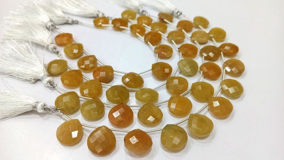 Natural Yellow Aquamarine Heart Shape 14-15mm Briolette Beads Sold per Strand 8 Inches long Best quality Beads