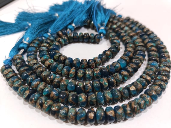 Natural Blue Copper Turquoise Rondelle 8mm Beads Sold Per Strand 8 Inches Long  Great Quality Gemstone Beads