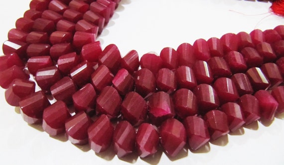 Natural Ruby Twisted Briolette Beads Size 9 to 10 mm Sold Per Strand Length 10 inches long Red Color Twisted Shape Gemstone Beads
