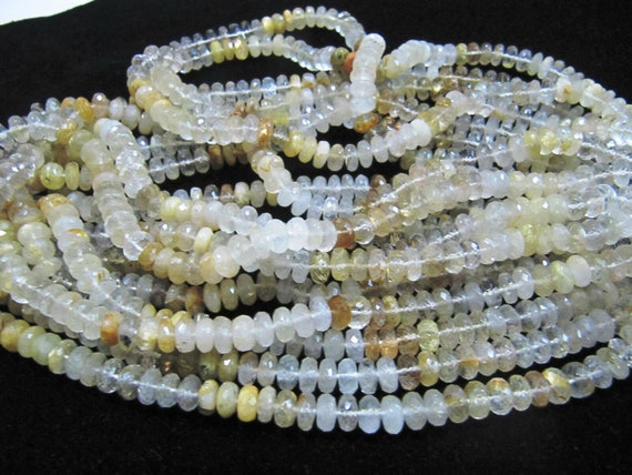 Golden Rutilated quartz Rondelle Faceted 8 to 9mm Golden Rutile faceted Strands 8inches long Semi Precious beads Wholesale rates