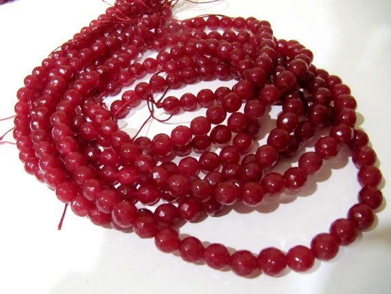 Ruby Jade Round Faceted Round Ball Shape 7-8mm Size Beads Strand 14-15 inches long Ruby Jade Gemstone Beads Wholesale Prices