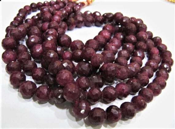 Pack of 10 Loose Beads- Ruby Corundum Round Faceted Beads 8 mm to 12 mm Micro Faceted Precious Gemstone / 1 mm Hole Wholesale Rate