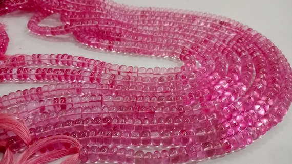 Topaz Pink Color Rondelle Plain Smooth Gemstone Beads Sold Per Strand 8 Inches Long Great Quality Beads