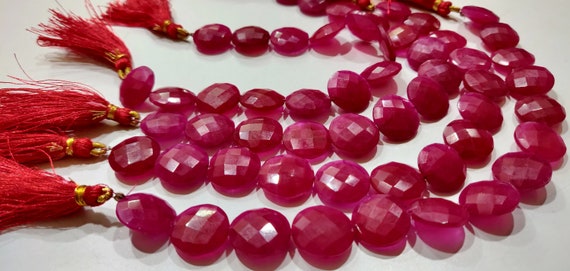 Ruby Round Coin Shape Briolette Faceted Straight Drilled Beads 15 mm Sold per Strand 8 inches long  Red Gemstone beads Wholesale