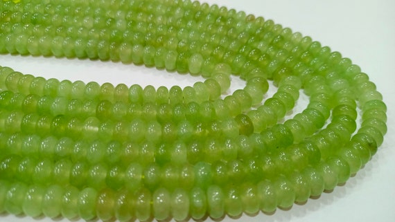 Natural Prehnite Quartz Rondelle Plain Smooth 8mm Gemstone Beads Sold per Strand 8 inches Long Great Quality Jewelry Making Beads