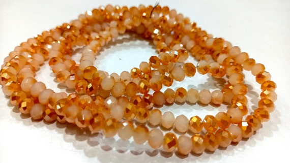 Sunstone 6mm Rondelle Faceted Hydro Quartz beads Sold Per Strand of 100 Beads
