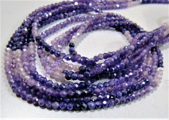 Genuine Moonstone Rondelle Faceted 2.5 mm Beads  Amethyst Color Mystic AB Coated Shaded Moonstone Beads Strand 13 inches long