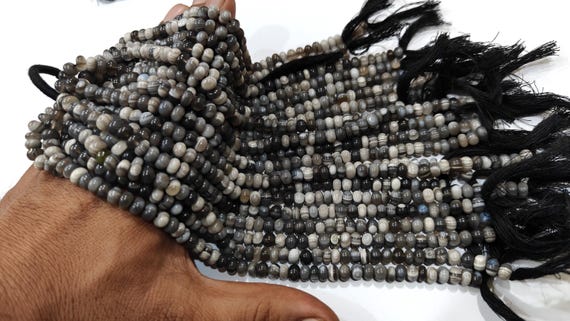 Natural Grey Opal Rondelle Plain 8mm Gemstone Beads Sold Per Strand 8 Inches Long Great Quality Wholesale Beads