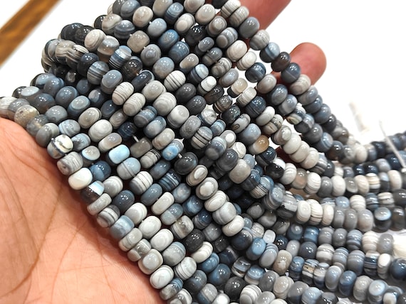 Natural Grey Jasper Rondelle Plain Smooth 8mm Beads Sold Per Strand 8 Inches Long